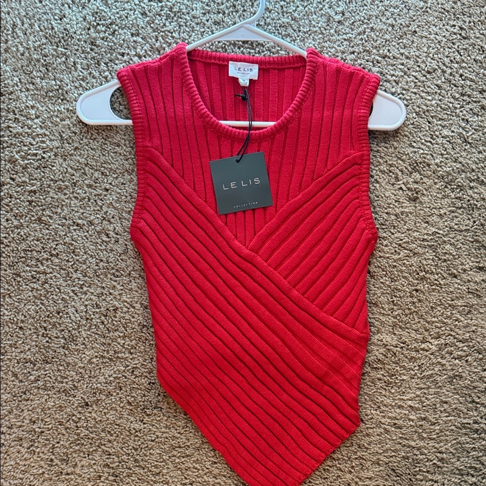 Le Lis Red Ribbed Tank Top
